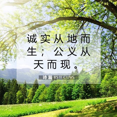 Picture 07 - 诗 篇 85:11 CUVS - 诚 实 从 地 而 生 ； 公 义 从 天 而 - Bible Verse Picture