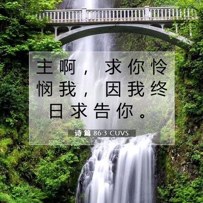 Picture 07 - 诗 篇 86:3 CUVS - 主 啊 ， 求 你 怜 悯 我 ， 因 我 终 - Bible Verse Picture