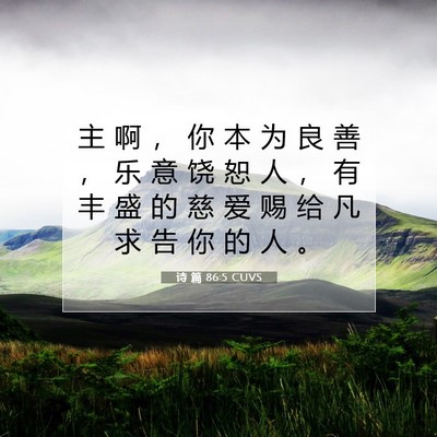 Picture 07 - 诗 篇 86:5 CUVS - 主 啊 ， 你 本 为 良 善 ， 乐 意 饶 - Bible Verse Picture