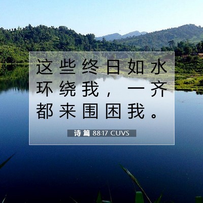 Picture 07 - 诗 篇 88:17 CUVS - 这 些 终 日 如 水 环 绕 我 ， 一 齐 - Bible Verse Picture