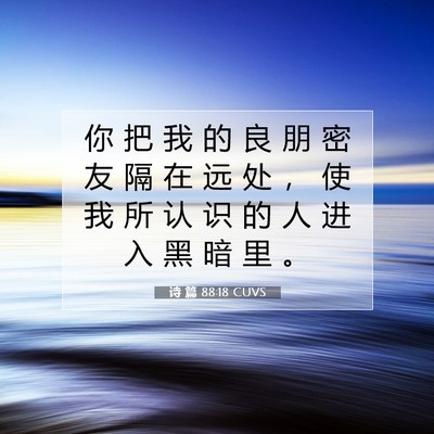 Picture 07 - 诗 篇 88:18 CUVS - 你 把 我 的 良 朋 密 友 隔 在 远 处 - Bible Verse Picture