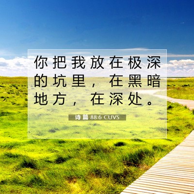 Picture 07 - 诗 篇 88:6 CUVS - 你 把 我 放 在 极 深 的 坑 里 ， 在 - Bible Verse Picture