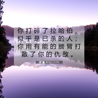 Picture 07 - 诗 篇 89:10 CUVS - 你 打 碎 了 拉 哈 伯 ， 似 乎 是 已 - Bible Verse Picture