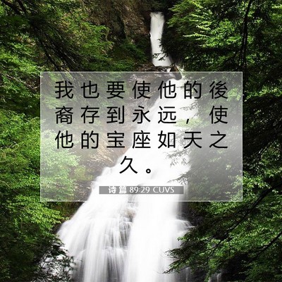 Picture 07 - 诗 篇 89:29 CUVS - 我 也 要 使 他 的 後 裔 存 到 永 远 - Bible Verse Picture