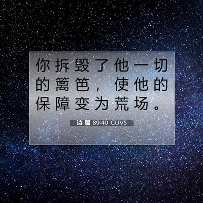Picture 07 - 诗 篇 89:40 CUVS - 你 拆 毁 了 他 一 切 的 篱 笆 ， 使 - Bible Verse Picture