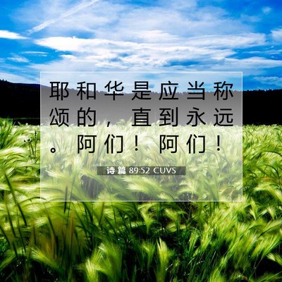 Picture 07 - 诗 篇 89:52 CUVS - 耶 和 华 是 应 当 称 颂 的 ， 直 到 - Bible Verse Picture