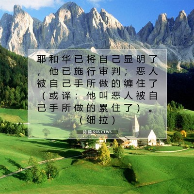 Picture 07 - 诗 篇 9:16 CUVS - 耶 和 华 已 将 自 己 显 明 了 ， 他 - Bible Verse Picture