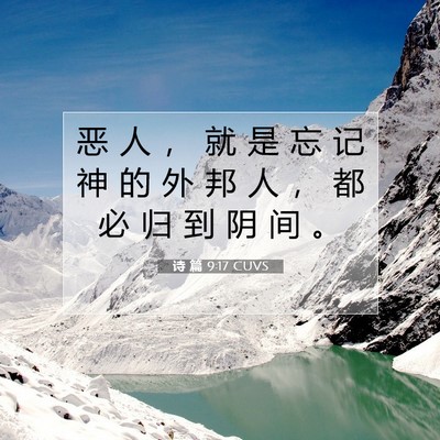 Picture 07 - 诗 篇 9:17 CUVS - 恶 人 ， 就 是 忘 记 神 的 外 邦 人 - Bible Verse Picture