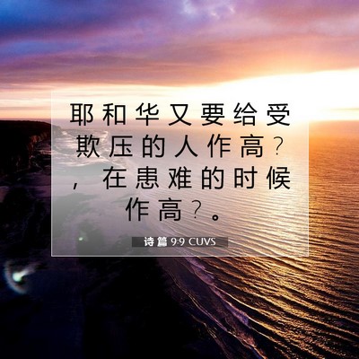 Picture 07 - 诗 篇 9:9 CUVS - 耶 和 华 又 要 给 受 欺 压 的 人 作 - Bible Verse Picture