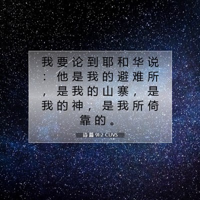 Picture 07 - 诗 篇 91:2 CUVS - 我 要 论 到 耶 和 华 说 ： 他 是 我 - Bible Verse Picture