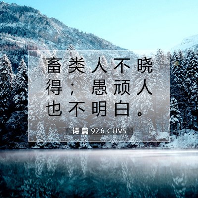 Picture 07 - 诗 篇 92:6 CUVS - 畜 类 人 不 晓 得 ； 愚 顽 人 也 不 - Bible Verse Picture