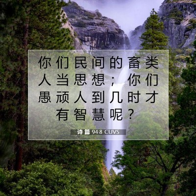 Picture 07 - 诗 篇 94:8 CUVS - 你 们 民 间 的 畜 类 人 当 思 想 ； - Bible Verse Picture