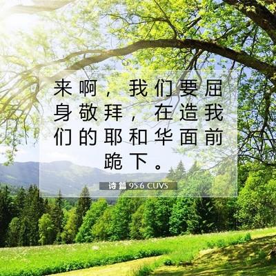 Picture 07 - 诗 篇 95:6 CUVS - 来 啊 ， 我 们 要 屈 身 敬 拜 ， 在 - Bible Verse Picture