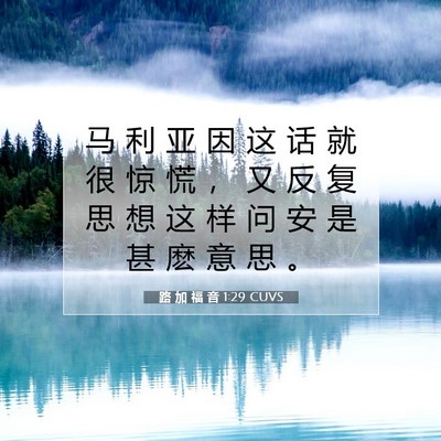 Picture 07 - 路 加 福 音 1:29 CUVS - 马 利 亚 因 这 话 就 很 惊 慌 ， 又 - Bible Verse Picture
