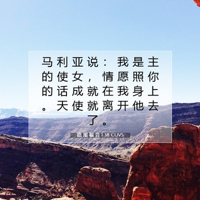 Picture 07 - 路 加 福 音 1:38 CUVS - 马 利 亚 说 ： 我 是 主 的 使 女 ， - Bible Verse Picture
