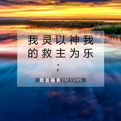 Picture 07 - 路 加 福 音 1:47 CUVS - 我 灵 以 神 我 的 救 主 为 乐 - Bible Verse Picture