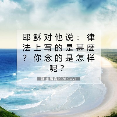 Picture 07 - 路 加 福 音 10:26 CUVS - 耶 稣 对 他 说 ： 律 法 上 写 的 是 - Bible Verse Picture