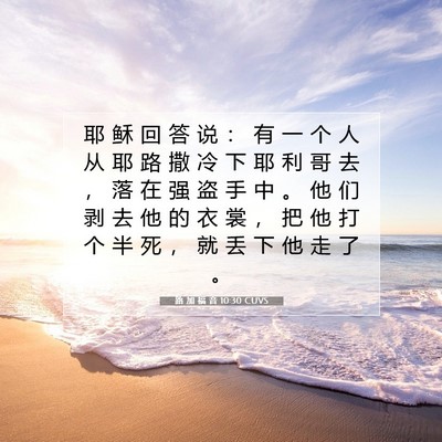 Picture 07 - 路 加 福 音 10:30 CUVS - 耶 稣 回 答 说 ： 有 一 个 人 从 耶 - Bible Verse Picture