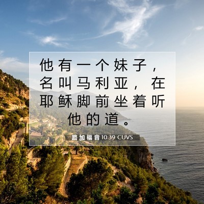 Picture 07 - 路 加 福 音 10:39 CUVS - 他 有 一 个 妹 子 ， 名 叫 马 利 亚 - Bible Verse Picture
