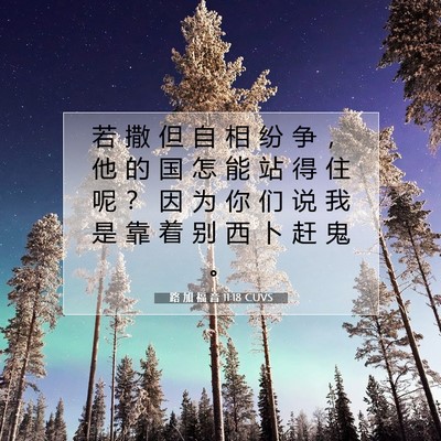 Picture 07 - 路 加 福 音 11:18 CUVS - 若 撒 但 自 相 纷 争 ， 他 的 国 怎 - Bible Verse Picture