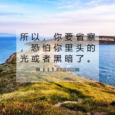 Picture 07 - 路 加 福 音 11:35 CUVS - 所 以 ， 你 要 省 察 ， 恐 怕 你 里 - Bible Verse Picture