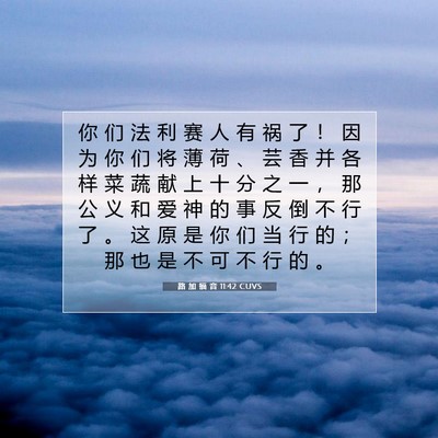Picture 07 - 路 加 福 音 11:42 CUVS - 你 们 法 利 赛 人 有 祸 了 ！ 因 为 - Bible Verse Picture