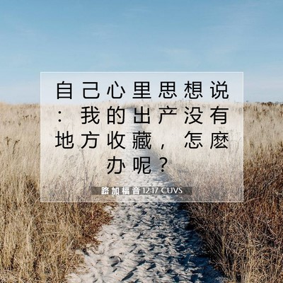 Picture 07 - 路 加 福 音 12:17 CUVS - 自 己 心 里 思 想 说 ： 我 的 出 产 - Bible Verse Picture