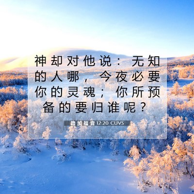 Picture 07 - 路 加 福 音 12:20 CUVS - 神 却 对 他 说 ： 无 知 的 人 哪 ， - Bible Verse Picture