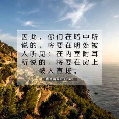 Picture 07 - 路 加 福 音 12:3 CUVS - 因 此 ， 你 们 在 暗 中 所 说 的 ， - Bible Verse Picture