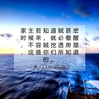 Picture 07 - 路 加 福 音 12:39 CUVS - 家 主 若 知 道 贼 甚 麽 时 候 来 ， - Bible Verse Picture