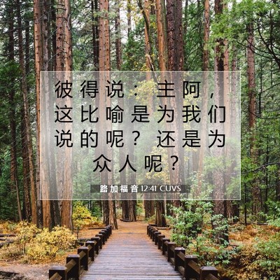 Picture 07 - 路 加 福 音 12:41 CUVS - 彼 得 说 ： 主 阿 ， 这 比 喻 是 为 - Bible Verse Picture