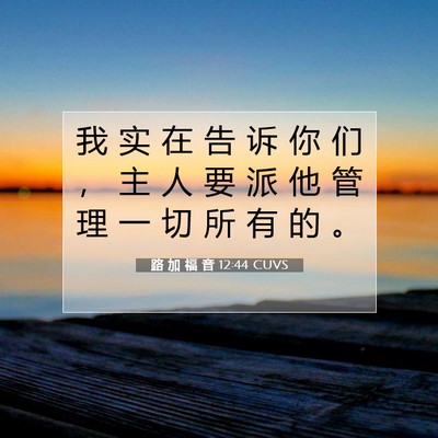 Picture 07 - 路 加 福 音 12:44 CUVS - 我 实 在 告 诉 你 们 ， 主 人 要 派 - Bible Verse Picture