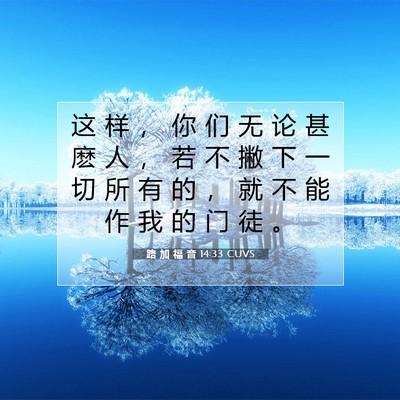 Picture 07 - 路 加 福 音 14:33 CUVS - 这 样 ， 你 们 无 论 甚 麽 人 ， 若 - Bible Verse Picture