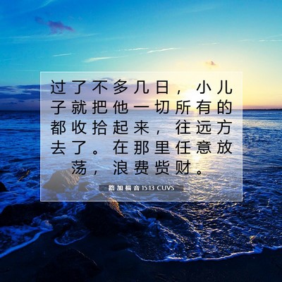 Picture 07 - 路 加 福 音 15:13 CUVS - 过 了 不 多 几 日 ， 小 儿 子 就 把 - Bible Verse Picture