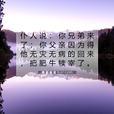 Picture 07 - 路 加 福 音 15:27 CUVS - 仆 人 说 ： 你 兄 弟 来 了 ； 你 父 - Bible Verse Picture