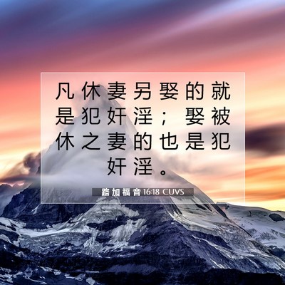 Picture 07 - 路 加 福 音 16:18 CUVS - 凡 休 妻 另 娶 的 就 是 犯 奸 淫 ； - Bible Verse Picture