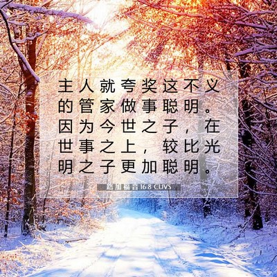 Picture 07 - 路 加 福 音 16:8 CUVS - 主 人 就 夸 奖 这 不 义 的 管 家 做 - Bible Verse Picture