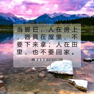Picture 07 - 路 加 福 音 17:31 CUVS - 当 那 日 ， 人 在 房 上 ， 器 具 在 - Bible Verse Picture