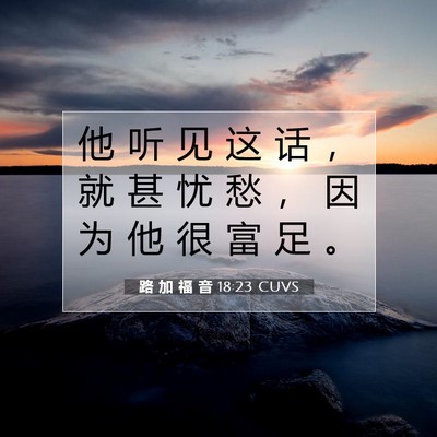 Picture 07 - 路 加 福 音 18:23 CUVS - 他 听 见 这 话 ， 就 甚 忧 愁 ， 因 - Bible Verse Picture