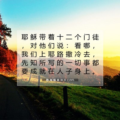 Picture 07 - 路 加 福 音 18:31 CUVS - 耶 稣 带 着 十 二 个 门 徒 ， 对 他 - Bible Verse Picture