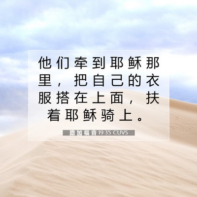 Picture 07 - 路 加 福 音 19:35 CUVS - 他 们 牵 到 耶 稣 那 里 ， 把 自 己 - Bible Verse Picture
