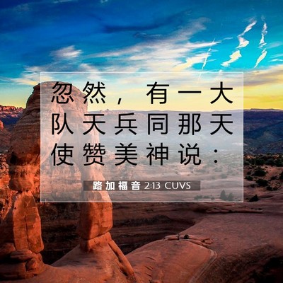Picture 07 - 路 加 福 音 2:13 CUVS - 忽 然 ， 有 一 大 队 天 兵 同 那 天 - Bible Verse Picture