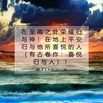 Picture 07 - 路 加 福 音 2:14 CUVS - 在 至 高 之 处 荣 耀 归 与 神 ！ 在 - Bible Verse Picture