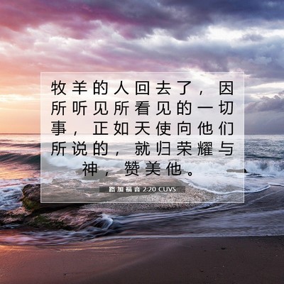 Picture 07 - 路 加 福 音 2:20 CUVS - 牧 羊 的 人 回 去 了 ， 因 所 听 见 - Bible Verse Picture