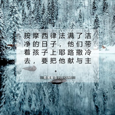 Picture 07 - 路 加 福 音 2:22 CUVS - 按 摩 西 律 法 满 了 洁 净 的 日 子 - Bible Verse Picture
