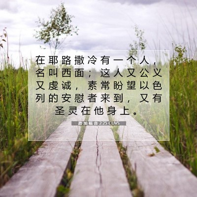 Picture 07 - 路 加 福 音 2:25 CUVS - 在 耶 路 撒 冷 有 一 个 人 ， 名 叫 - Bible Verse Picture