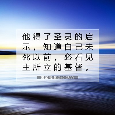 Picture 07 - 路 加 福 音 2:26 CUVS - 他 得 了 圣 灵 的 启 示 ， 知 道 自 - Bible Verse Picture