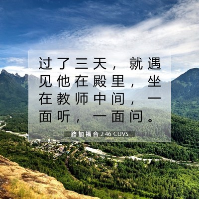 Picture 07 - 路 加 福 音 2:46 CUVS - 过 了 三 天 ， 就 遇 见 他 在 殿 里 - Bible Verse Picture
