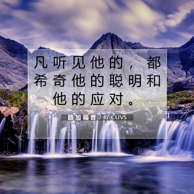 Picture 07 - 路 加 福 音 2:47 CUVS - 凡 听 见 他 的 ， 都 希 奇 他 的 聪 - Bible Verse Picture