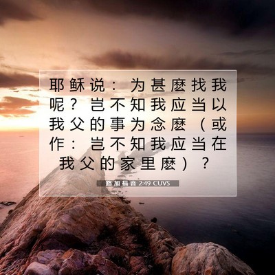 Picture 07 - 路 加 福 音 2:49 CUVS - 耶 稣 说 ： 为 甚 麽 找 我 呢 ？ 岂 - Bible Verse Picture